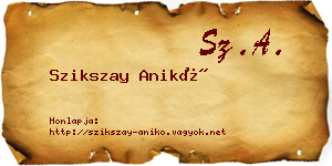 Szikszay Anikó névjegykártya