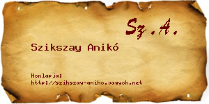 Szikszay Anikó névjegykártya
